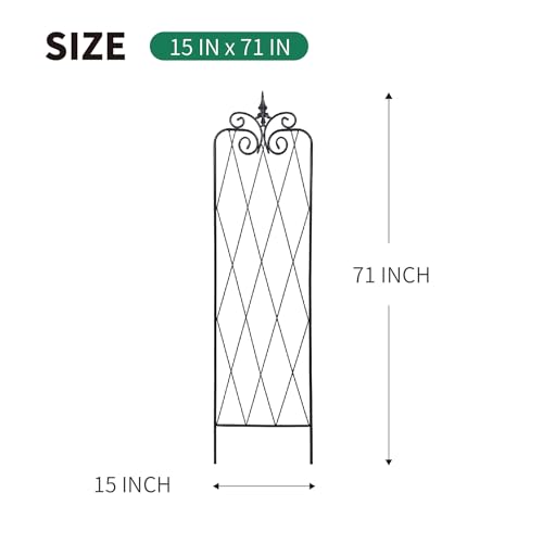 SCENDOR-2-Pack-71-H-x15-W-TrellisBlack-Garden-Trellis-for-Climbing-Plants-Outdoor-Metal-Frame-Sturdy-Trellis-for-Rose SCENDOR 2 Pack 71 H x15 W TrellisBlack Garden Trellis for Climbing Plants Outdoor Metal Frame Sturdy Trellis for Rose