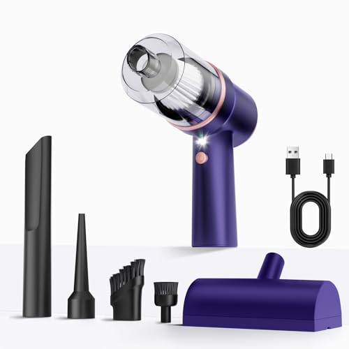 ArCodivei Handheld Vacuum Cleaner with LED Light, 9000 PA Portable Car Vacuum Cleaner Cordless, 120W Powerful Small Vacuum Cleaner for Home, Car, Office, Pet Hair, Rechargeable, DC Motor, Blue