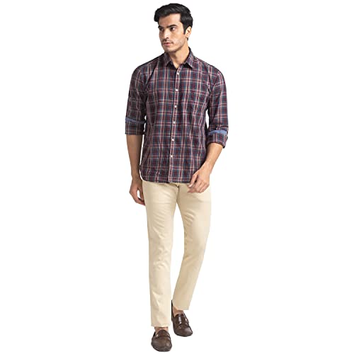 Image of Parx Men's Cotton Blend Solid Pattern Low Rise Tapered Fit Flat Front Casual Trouser