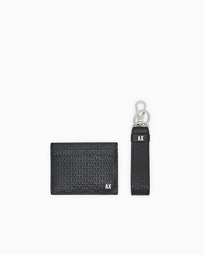 Armani Exchange Men's All Over Logo Card Holder, Black, One Size