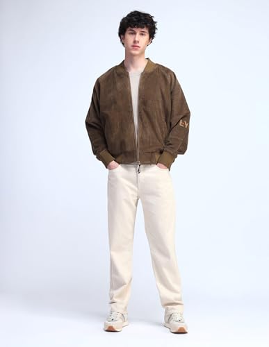 Image of Flying Machine Relaxed Fit Suede Bomber Jacket