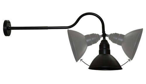 Gooseneck Barn Light Fixture (2 Pack) - Black - Adjustable 10