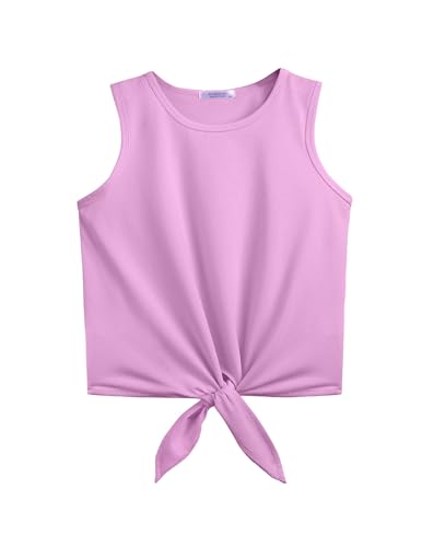 Arshiner Girl's 2 Piece Outfits Summer Tie Knot Tank Top and Paperbag Waist Pocketed Short Sets