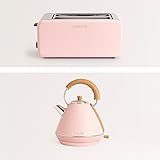 CREATE/PACK TOAST RETRO XL + KETTLE RETRO L/Tostadora de pan rosa pastel con hervidor de agua rosa pastel/Hervidor de 1,7 L