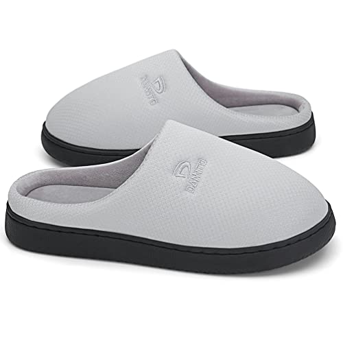 Dannto Herren Pantoffeln Damen Hausschuhe Herbst/Winter Wärme Memory Foam Plüsch rutschfest Slippers (hellgrau,42/43) Cover