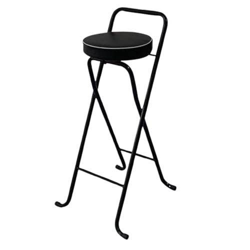 RoaQinFo Taburete de Bar, Taburete de Desayuno, Taburete Redondo Plegable de Altura de Mostrador para Cocina, Oficina Y Jardín, Asiento Negro de Tubo Negro, Individual