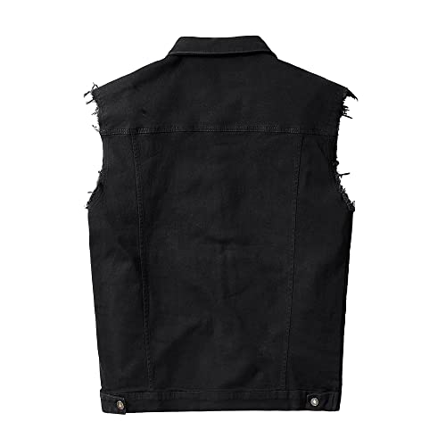 JYG Denim Vest for Men Casual Lapel Trucker Jeans Vests Fashion Vintage Sleeveless Vest2