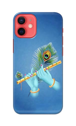 Image of PRINTFIDAA Printed Hard Back Cover Case for Apple iPhone 12 Mini Back Cover (Flute in Krishna Hands) -112