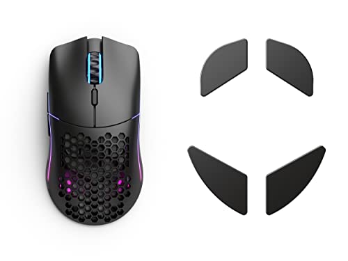 (Mouse + Ceramic Feet) Glorious Model O- (Minus) Wireless Gaming Mouse (Matte Black) + Glorious PC Gaming Mice Feet - Skates & Floats for Model O/O-(Minus) - Polished Ceramic Feet (Bundle)