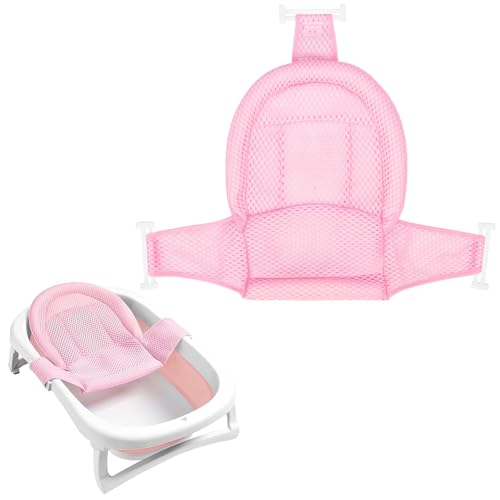 Image of Colorlife Baby Bath Seat Support Net Infant Bathing Seat Support Mat, Adjustable Comfortable Non-Slip Three-Pointed Baby Shower Net Bathtub Sit Up Net for Newborn 0-12 Months-Pink(No Bathtub)