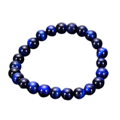 Bracelet feng shui en oeil de tigre bleu 10mm pour homme et femme
