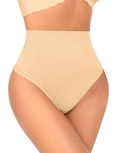 Image of Sarin Mathews Tummy Control Thong Shapewear for Women High Waisted Cotton Body Shaper Panties Underwears