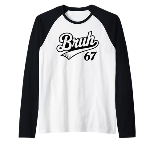 Bruh 67 Meme Retro School Six Seven Raglan Baseball Tee