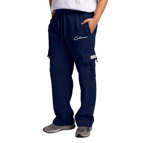 Men's Casual Cargo Pants, Cotton Drawstring Athletic Jogger Sweatpants, Breahable Parachute Pants Mens Baggy Streetwear