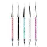 ZEOHBETY Nageldesign-Pinsel, 5 Stück Nageldesign-Liner-Pinsel, Dotting-Pen-Werkzeuge, Nageldesign-Pinselset für lange Linien, dünne Details, feine Zeichnungen, Größen 5/8/12/15/20 mm