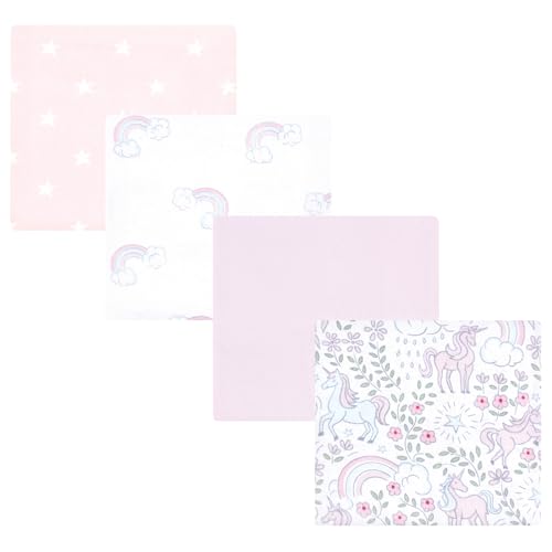Image of Hudson Baby Unisex Baby Cotton Flannel Receiving Blankets, Dreamy Unicorn, One Size