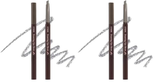 Image of ETUDE Drawing Eyebrow Pencil, Arch Shape for Defined Brow|Brow Pencil with Spoolie |Long Lasting, Transfer Proof & Smudge-Proof |Shade- 05 Gray,0.25g (Pack of 2)