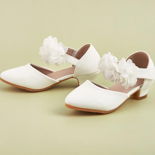 Girls Low Heels Dress Shoes Flower Leather Mary Jane Sandals Princess Wedding Party Pump2
