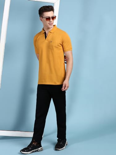 Image of Lux Cozi Men's Half Sleeve Soild Casual Regular Fit T-Shirt with Chest Pocket | Polo Tshirt for Men