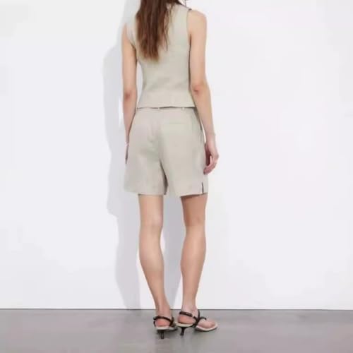 Mi Bo Tong Women's 2 Piece Suit Pants Set Business Casual Vest Short Pant Suits Cool Daily Life Outfits3