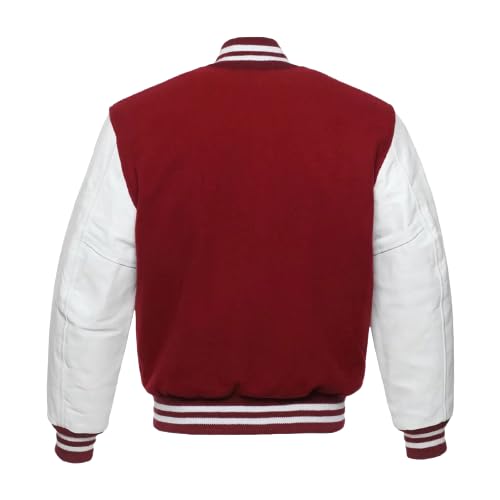 Men’s Varsity Jackets Baseball Letterman Wool Body Genuine Leather Sleeves Bomber American Style Varsity Jacket3
