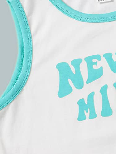Image of SHENHE Girl's Letter Print Cropped Tank Top Sleeveless Contrast Binding Crop Tops