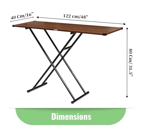 Image of FLIPZON Premium Foldable Ironing Cum Multi-Purpose Table with Heavy-Duty Metal Frame | Smart Space-Saving Laptop, Study & Utility Desk (Walnut)