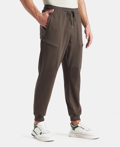 Image of Jockey AM72 Men Super Combed Cotton Rich Regular Fit Jogger with Zipper Pockets