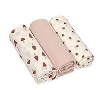 LÄSSIG Baby Puckdecke Spuckdecke Pucktuch Mulltuch 3er Set Baumwolle 85 x 85 cm/Swaddle & Burp Blanket L Little Forest powder pink
