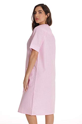 Dreamcrest Short Sleeve Seersucker Duster Snap-Front House Coat with Pockets2