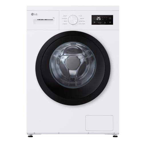 LG F4NA10S7NWK Waschmaschine Slim 7 kg Frontlader Serie A1, Klasse A, 1400 Umdrehungen, Hygieneprogramm mit Dampf, Schnellwäsche, Wollprogramm, freistehend, schlichtes Design, Weiß