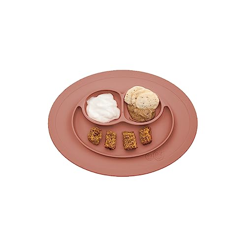 Image of ezpz Mini Mat - 100% Food Grade Silicone Suction Divided Plate with Built-in Placemat for Infants + Toddlers Promotes Baby Self-Feeding for Highchair, Dining Table - Microwave Safe - 6Months+ (Sienna)