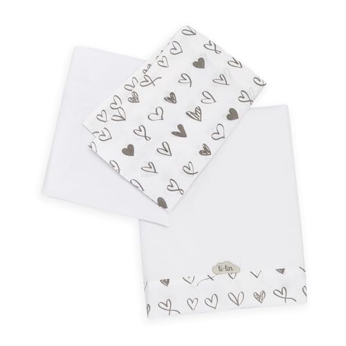 TI TIN Sábanas Cuna 70x140 cm 100% Algodón - Juego de 3 Piezas con Encimera, Bajera Ajustable con Elásticos y Funda de Almohada para Maxicuna - Suaves y Transpirables