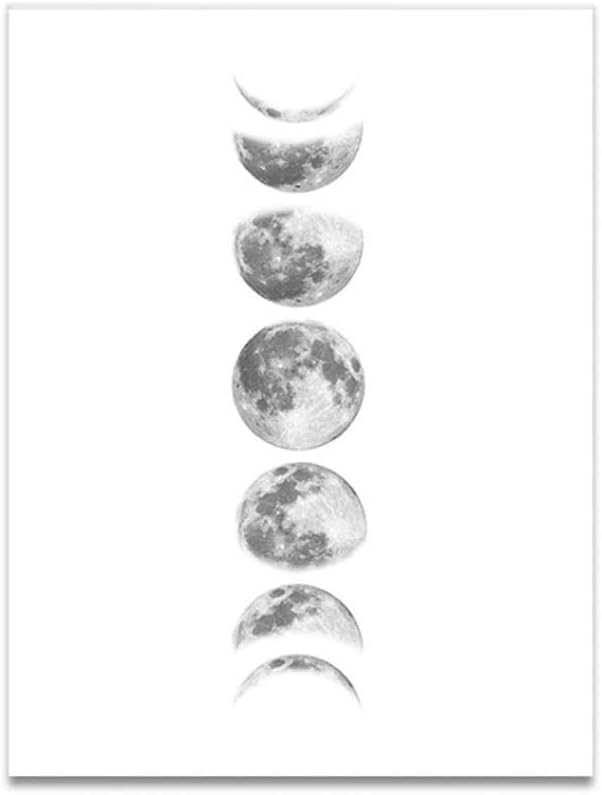 Lienzos con fases lunares para decorar una sala de estar grande