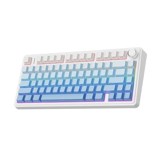 EPOMAKER x Aula F75 Gasket Mechanical Keyboard, 75% Wireless Hot Swappable Gaming Keyboard with Five-Layer Padding&Knob, Bluetooth/2.4GHz/USB-C, RGB (Blue Gradient, LEOBOG Reaper Switch)
