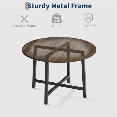 Image of IDEALHOUSE 31.5 Inch Round Dining Table for 2-4, Small Kitchen Dining Room Table for Space Saving, Wood Circle Kitchen Table with Sturdy Metal Frame (No Chairs)