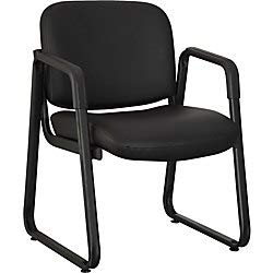 Lorell Leather Guest Chair, 5" Height X 27.2" Width X 63.8" Length, Black #TOP13