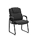 CLATINA Leather Guest Chair with Padded Arm Rest for Reception Meeting Conference and Waiting Room Side Office Home Black with Sled Base 2 Pack