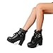 FOREADA Goth Boots Chunky Heel Boot For Women Ankle Combat Booties Black Platform Bootie Buckle Rivets Punk Goth Shoes With Zipper