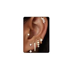 Gold - Chic Stud & Hoop Earrings Set
