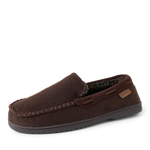 Image of Dearfoams Men's Keaton Moccasin House Shoes With Memory Foam, Indoor Slippers With Wide Widths