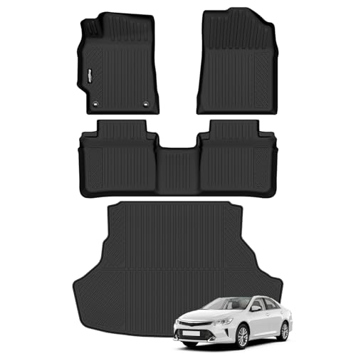 Bingoliner Floor Mats for 2012-2017 Toyota Camry Trunk Mat All Weather TPE Protector for Toyota Camry Accessories