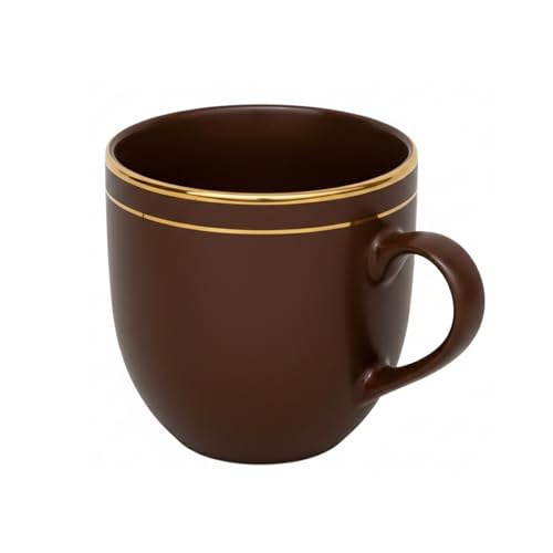 Image of Vistas Dark Brown Gold Line Ceramic Tea Cups Set of 12, 200ml | Porcelain Tea Cups Set of 12 | Glossy Finish | Premium Ceramic | Perfect for Every Occasion