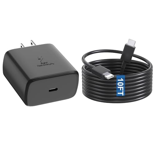 Samsung 45W USB-C Charger Super Fast Charging Android Phone Charger Block & 10FT Type C Charger Cable Cord for Samsung Galaxy S24 Ultra/S24/S24+/S23Ultra/S23/S23+/Note 10/20/S20/S21,Tab S7/S8