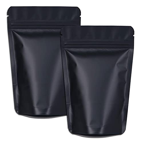 XFXIA Lot de 100 sacs en Mylar étanches aux odeurs, refermables avec fermeture à glissière en aluminium, pour stockage des aliments, bonbons, biscuits, sels de bain (12 x 20 cm, noir) Cover