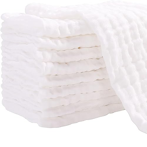 ChamXue Lange - Lengua de algodón (30 x 30 cm, cuadrada, suave, súper suave, para pieles sensibles para recién nacidos, 30 x 30 cm, blanco, 10 unidades)