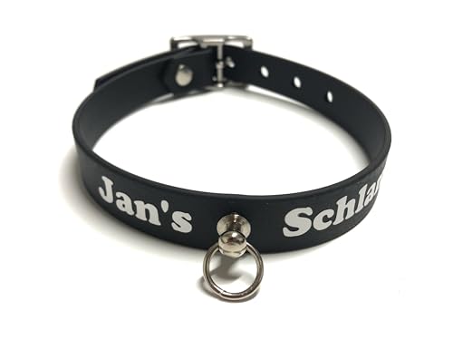Personalisiertes BDSM Halsband, 2 cm Breite, Biothane Material, Schwarz mit Ring, Handgefertigt in Deutschland