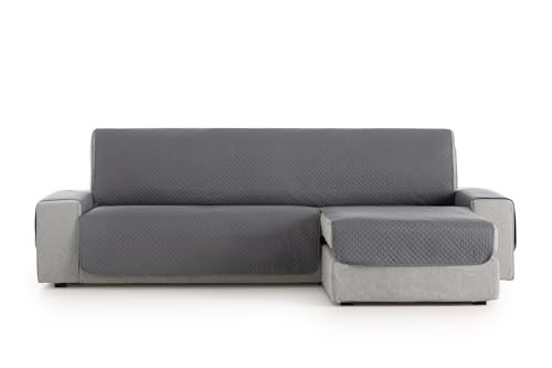 Textilhome Sofaüberwurf L Form Rechts Textilhome Sofa Überzug Adele, Universeller Sofabezug, Couch Überzug Gepolstert, Sofaschoner Schutzdecke, Haustierfreundlich, Farbe Grau, 240 cm