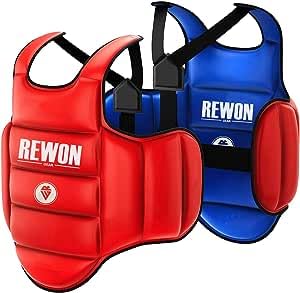 URBANSBEE Corpetto Protettivo Corpetti Taekwondo Torace Petto Guardia Corpo Kickboxing Costola Arti Marziali Protezione Karate(Reversibile) (Red Blue)
