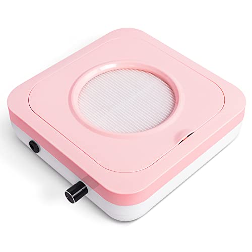 80W Pink Nail Dust Collector for Acrylic Nails Vcedas Nail Art Salon Suction Dust Collector Machine Vacuum Cleaner for Nail Salon Use